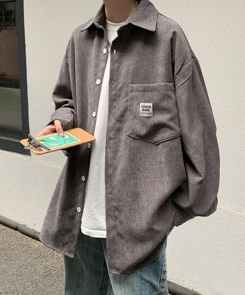 MGV(エムジーヴィー)の「胸ポケット付きオーバーサイズコーデュロイシャツ(シャツ/ブラウス・メンズ・オフホワイト/オリーブ/ベージュ/グレー・MEDIUM/X-LARGE/LARGE)」の16枚目の写真