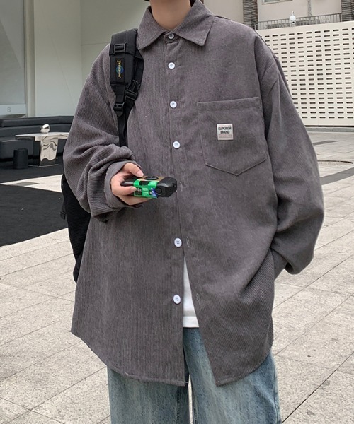 MGV(エムジーヴィー)の「胸ポケット付きオーバーサイズコーデュロイシャツ(シャツ/ブラウス・メンズ・オフホワイト/オリーブ/ベージュ/グレー・MEDIUM/X-LARGE/LARGE)」の19枚目の写真
