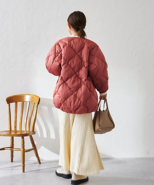 DouDou（ドゥドゥ）の「キルティングダウン（ダウンジャケット/コート・レディース・ベージュ/ピンク/オフホワイト・FREE）」の21枚目の写真