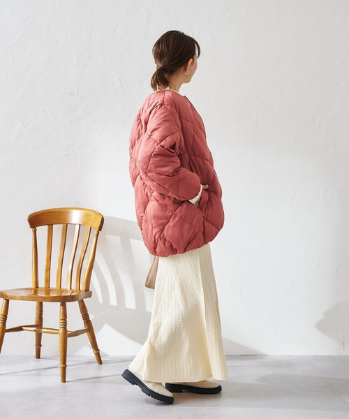 DouDou（ドゥドゥ）の「キルティングダウン（ダウンジャケット/コート・レディース・ベージュ/ピンク/オフホワイト・FREE）」の8枚目の写真