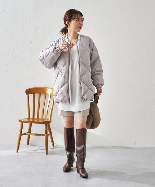 DouDou（ドゥドゥ）の「キルティングダウン（ダウンジャケット/コート・レディース・ベージュ/ピンク/オフホワイト・FREE）」の19枚目の写真