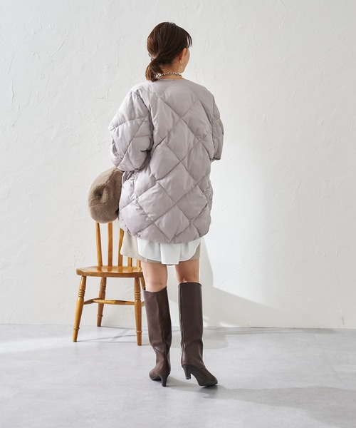 DouDou」 ダウンコート FREE オフホワイト レディース パウダリー