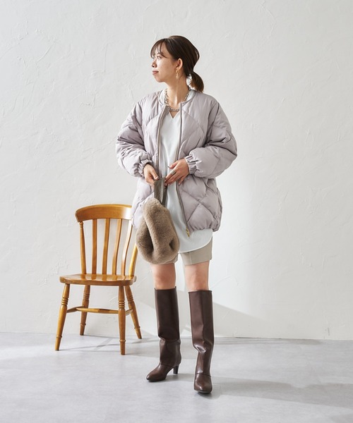 DouDou（ドゥドゥ）の「キルティングダウン（ダウンジャケット/コート・レディース・ベージュ/ピンク/オフホワイト・FREE）」の9枚目の写真