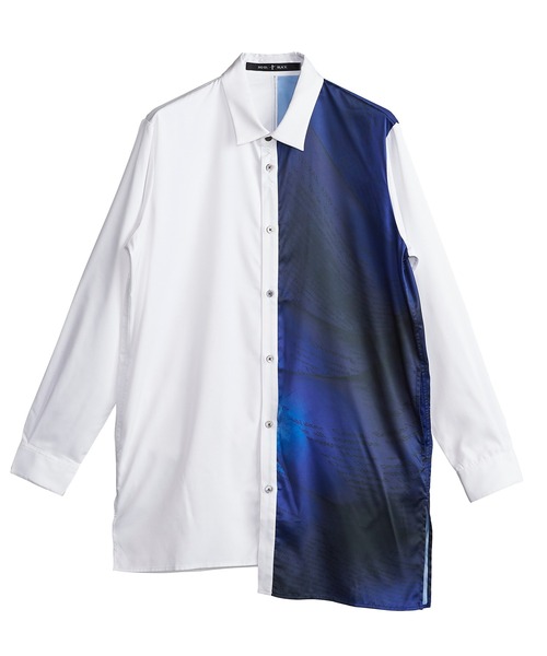 NO ID.（ノーアイディ）の「【NO ID.】Letter Print Asymmetry Long Shirt / レター プリント アシンメトリー ロング シャツ（シャツ/ブラウス・メンズ・ホワイト/ブラック/ネイビー・ONE SIZE）」の22枚目の写真