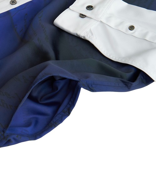 NO ID.（ノーアイディ）の「【NO ID.】Letter Print Asymmetry Long Shirt / レター プリント アシンメトリー ロング シャツ（シャツ/ブラウス・メンズ・ホワイト/ブラック/ネイビー・ONE SIZE）」の4枚目の写真