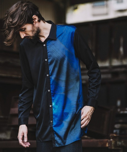 NO ID.（ノーアイディ）の「【NO ID.】Letter Print Asymmetry Long Shirt / レター プリント アシンメトリー ロング シャツ（シャツ/ブラウス・メンズ・ホワイト/ブラック/ネイビー・ONE SIZE）」の10枚目の写真