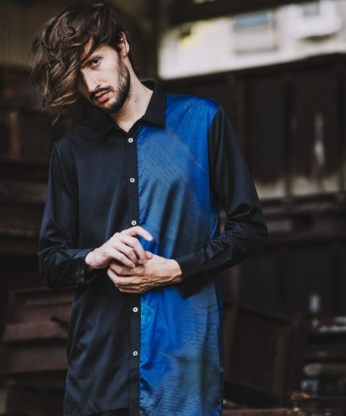 NO ID.（ノーアイディ）の「【NO ID.】Letter Print Asymmetry Long Shirt / レター プリント アシンメトリー ロング シャツ（シャツ/ブラウス・メンズ・ホワイト/ブラック/ネイビー・ONE SIZE）」の11枚目の写真