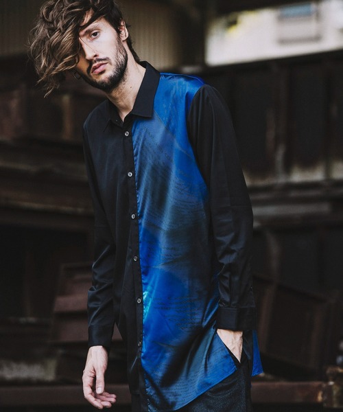 NO ID.（ノーアイディ）の「【NO ID.】Letter Print Asymmetry Long Shirt / レター プリント アシンメトリー ロング シャツ（シャツ/ブラウス・メンズ・ホワイト/ブラック/ネイビー・ONE SIZE）」の21枚目の写真