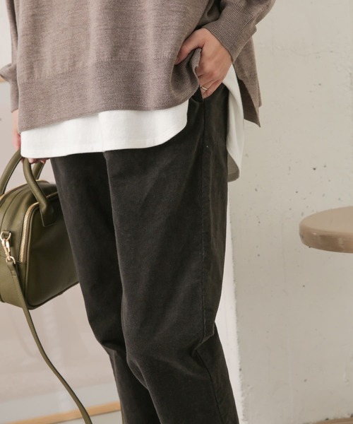 新品　レリアン　コーデュロイ調ストレッチパンツ　サイズ17 ネイビー①とカーキ レディース パンツ - ファッション通販 d fashion 新品 レリアン