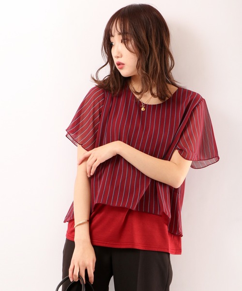Anna Nicola(アンナニコラ)の「Anna Nicola レジメンタルストライプ カットソー(シャツ/ブラウス・レディース・レッド/ブルー/ブラック・M)」の3枚目の写真