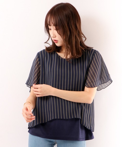 Anna Nicola(アンナニコラ)の「Anna Nicola レジメンタルストライプ カットソー(シャツ/ブラウス・レディース・レッド/ブルー/ブラック・M)」の12枚目の写真