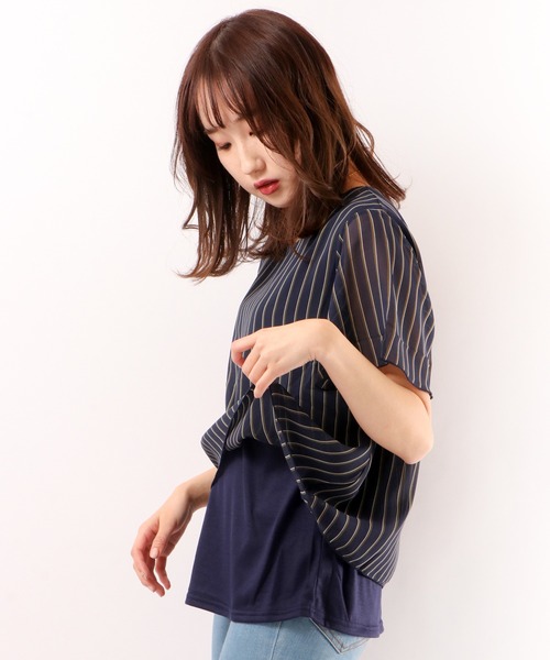 Anna Nicola(アンナニコラ)の「Anna Nicola レジメンタルストライプ カットソー(シャツ/ブラウス・レディース・レッド/ブルー/ブラック・M)」の13枚目の写真
