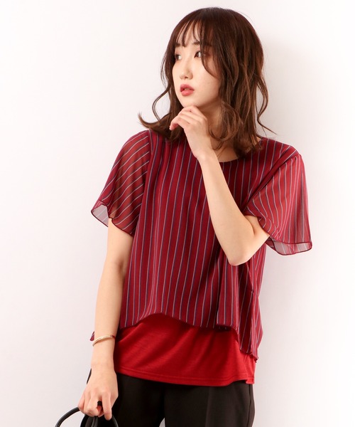 Anna Nicola(アンナニコラ)の「Anna Nicola レジメンタルストライプ カットソー(シャツ/ブラウス・レディース・レッド/ブルー/ブラック・M)」の18枚目の写真