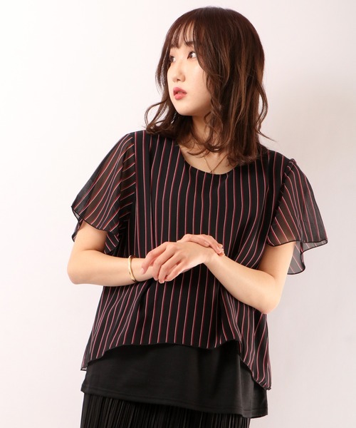Anna Nicola(アンナニコラ)の「Anna Nicola レジメンタルストライプ カットソー(シャツ/ブラウス・レディース・レッド/ブルー/ブラック・M)」の6枚目の写真