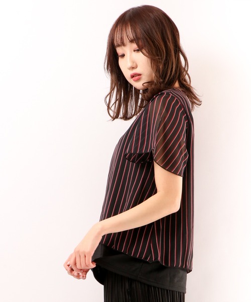 Anna Nicola(アンナニコラ)の「Anna Nicola レジメンタルストライプ カットソー(シャツ/ブラウス・レディース・レッド/ブルー/ブラック・M)」の7枚目の写真