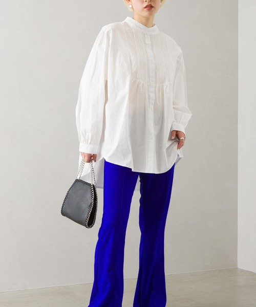 SpRay(スプレイ)の「ピンタックバンドカラーブラウス(シャツ/ブラウス・レディース・ホワイト/ブラック/ベージュ/ライトカーキ/ダークベージュ・FREE)」の15枚目の写真