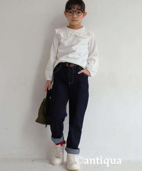 antiqua（アンティカ）の「2wayキルティング巾着バッグ（ショルダーバッグ・キッズ・カーキ/ブラック・FREE）」の3枚目の写真