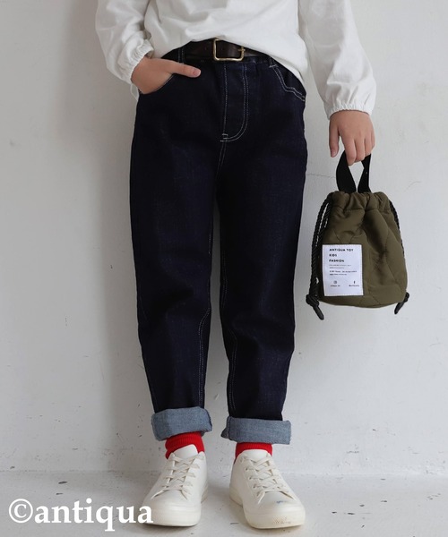 antiqua（アンティカ）の「2wayキルティング巾着バッグ（ショルダーバッグ・キッズ・カーキ/ブラック・FREE）」の4枚目の写真