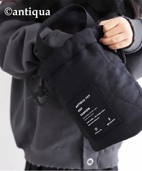 antiqua（アンティカ）の「2wayキルティング巾着バッグ（ショルダーバッグ・キッズ・カーキ/ブラック・FREE）」の11枚目の写真