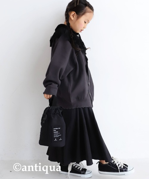 antiqua（アンティカ）の「2wayキルティング巾着バッグ（ショルダーバッグ・キッズ・カーキ/ブラック・FREE）」の12枚目の写真