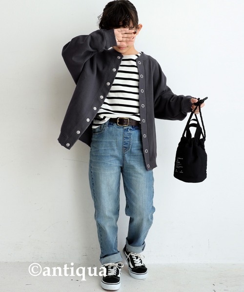 antiqua（アンティカ）の「2wayキルティング巾着バッグ（ショルダーバッグ・キッズ・カーキ/ブラック・FREE）」の14枚目の写真