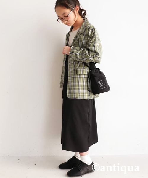 antiqua（アンティカ）の「2wayキルティング巾着バッグ（ショルダーバッグ・キッズ・カーキ/ブラック・FREE）」の18枚目の写真