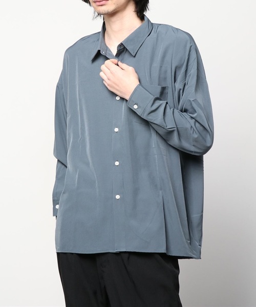 THE TWENTYSEVEN(ザ トゥエンティーセブン)の「The TWENTYSEVEN:PE STRETCH DROP SHOULDER SHIRTS L/S ポリストレッチドロップショルダーシャツロングスリーブ(シャツ/ブラウス・メンズ・ホワイト/チャコールグレー/イエロー/グリーン・M/L/XL)」の2枚目の写真