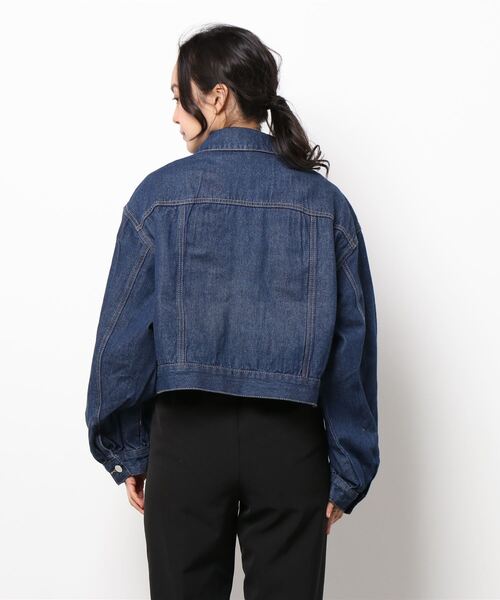 STYLEBLOCK(スタイルブロック)の「カツラギデニムショートジャケット(デニムジャケット・レディース・ネイビー/オフホワイト/ブルー・M)」の5枚目の写真