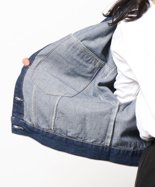 STYLEBLOCK(スタイルブロック)の「カツラギデニムショートジャケット(デニムジャケット・レディース・ネイビー/オフホワイト/ブルー・M)」の6枚目の写真