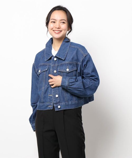 STYLEBLOCK(スタイルブロック)の「カツラギデニムショートジャケット(デニムジャケット・レディース・ネイビー/オフホワイト/ブルー・M)」の7枚目の写真