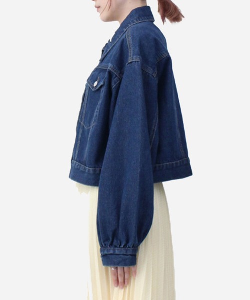 STYLEBLOCK(スタイルブロック)の「カツラギデニムショートジャケット(デニムジャケット・レディース・ネイビー/オフホワイト/ブルー・M)」の8枚目の写真
