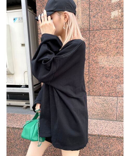 EMODA（エモダ）の「ディープVオーバートップ（Tシャツ/カットソー・レディース・ホワイト/ブラック/ピンク/ブルー・FREE）」の7枚目の写真