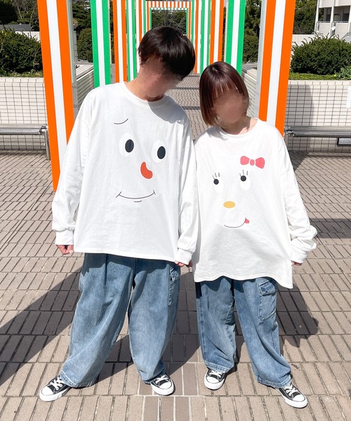 PairPair(ペアペア)の「顔のプリントロンT(ユニセックス)(Tシャツ/カットソー・レディース・ホワイト/ブラック系その他/スミクロ/ホワイト系その他・フリー)」の9枚目の写真