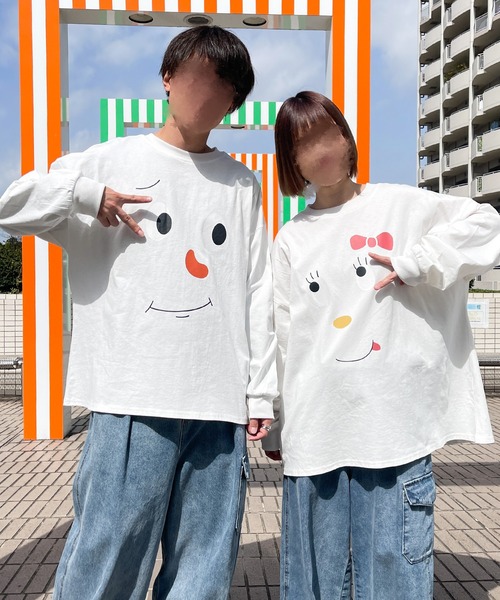 PairPair(ペアペア)の「顔のプリントロンT(ユニセックス)(Tシャツ/カットソー・レディース・ホワイト/ブラック系その他/スミクロ/ホワイト系その他・フリー)」の7枚目の写真