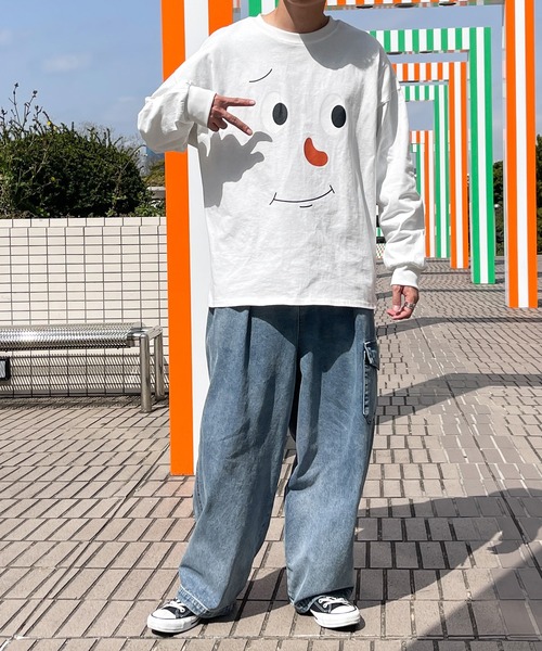 PairPair(ペアペア)の「顔のプリントロンT(ユニセックス)(Tシャツ/カットソー・レディース・ホワイト/ブラック系その他/スミクロ/ホワイト系その他・フリー)」の10枚目の写真
