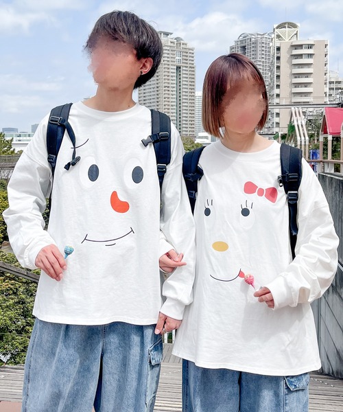 PairPair(ペアペア)の「顔のプリントロンT(ユニセックス)(Tシャツ/カットソー・レディース・ホワイト/ブラック系その他/スミクロ/ホワイト系その他・フリー)」の6枚目の写真