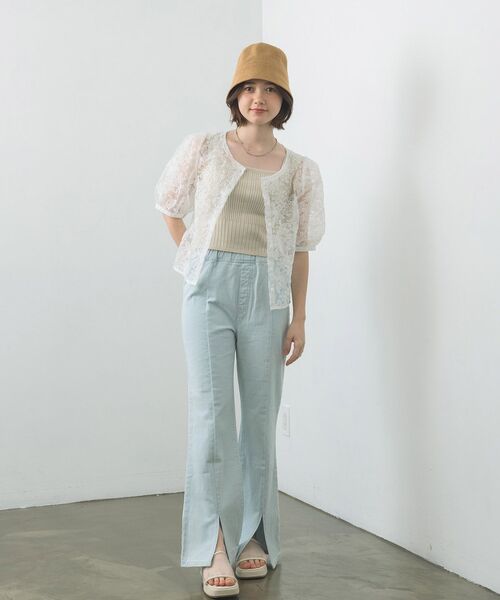 RETRO GIRL(レトロガール)の「イージーフレアパンツ(デニム)(デニムパンツ・レディース・ケミカルウォッシュ/ブラック/ライトブルー・SMALL/MEDIUM/LARGE)」の4枚目の写真