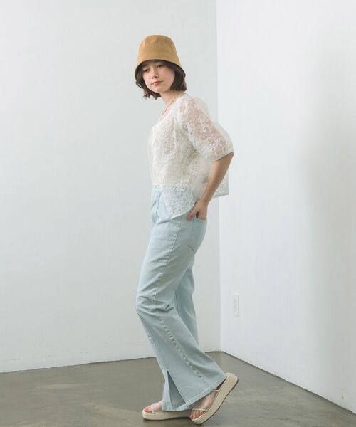 RETRO GIRL(レトロガール)の「イージーフレアパンツ(デニム)(デニムパンツ・レディース・ケミカルウォッシュ/ブラック/ライトブルー・SMALL/MEDIUM/LARGE)」の5枚目の写真