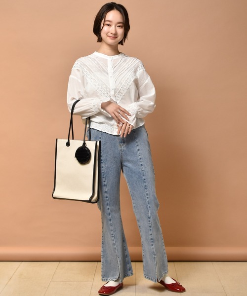 RETRO GIRL(レトロガール)の「イージーフレアパンツ(デニム)(デニムパンツ・レディース・ケミカルウォッシュ/ブラック/ライトブルー・SMALL/MEDIUM/LARGE)」の16枚目の写真