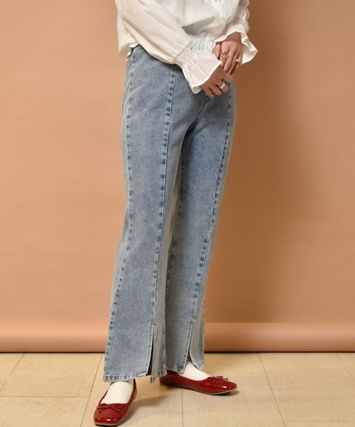 RETRO GIRL(レトロガール)の「イージーフレアパンツ(デニム)(デニムパンツ・レディース・ケミカルウォッシュ/ブラック/ライトブルー・SMALL/MEDIUM/LARGE)」の20枚目の写真