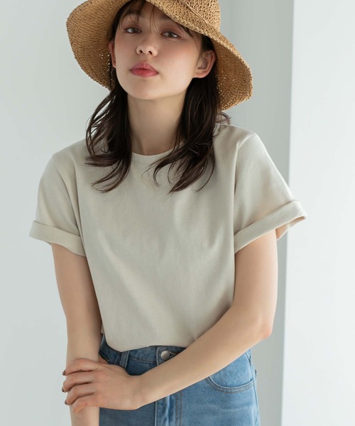 Edit Sheen（エディットシーン）の「ニュアンスカラークルーネックTシャツ（Tシャツ/カットソー・レディース・ホワイト/ベージュ/ダークグレー/グレイッシュベージュ・M）」の3枚目の写真