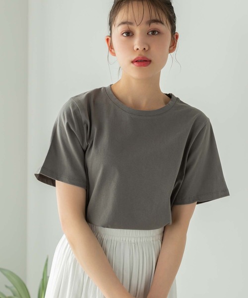 Edit Sheen（エディットシーン）の「ニュアンスカラークルーネックTシャツ（Tシャツ/カットソー・レディース・ホワイト/ベージュ/ダークグレー/グレイッシュベージュ・M）」の2枚目の写真