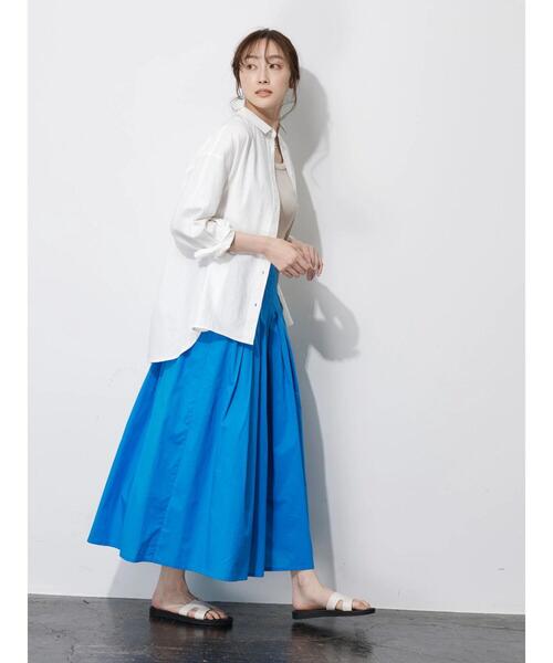 Green　Parks（グリーンパークス）の「インド綿 ボリュームロングスカート（スカート・レディース・ライトグレー/ブラック/ブルー/マスタード・FREE）」の12枚目の写真