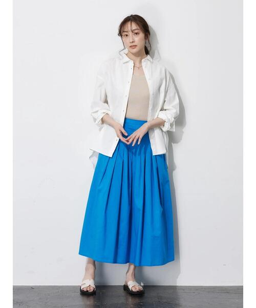 Green　Parks（グリーンパークス）の「インド綿 ボリュームロングスカート（スカート・レディース・ライトグレー/ブラック/ブルー/マスタード・FREE）」の13枚目の写真