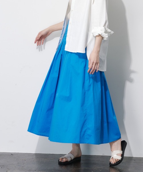 Green　Parks（グリーンパークス）の「インド綿 ボリュームロングスカート（スカート・レディース・ライトグレー/ブラック/ブルー/マスタード・FREE）」の3枚目の写真