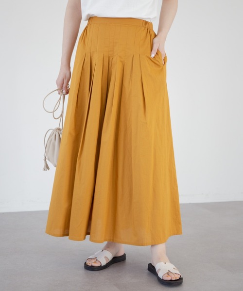 Green　Parks（グリーンパークス）の「インド綿 ボリュームロングスカート（スカート・レディース・ライトグレー/ブラック/ブルー/マスタード・FREE）」の4枚目の写真
