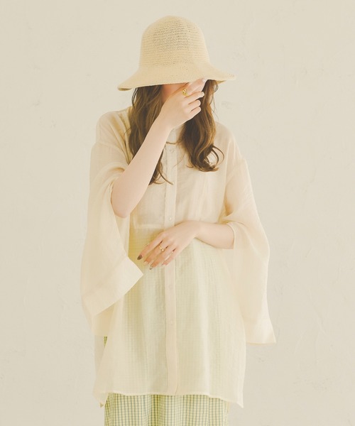 Ambre Neige(アンブルネージュ)の「サマーストローハット/【WEB/EC限定商品】(ハット・レディース・ベージュ/アイボリー・FREE)」の8枚目の写真