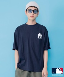 MLB/メジャーリーグベースボール ロゴ刺繍 ラバープリント 球団ロゴ バックプリント スリット 半袖 Tee シャツ tシャツ