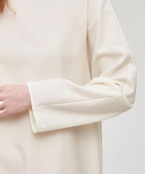 TOMORROWLAND （トゥモローランド）の「ウールタイプライター クルーネックワンピース（ワンピース・レディース・ホワイト/ネイビー・FREE）」の9枚目の写真