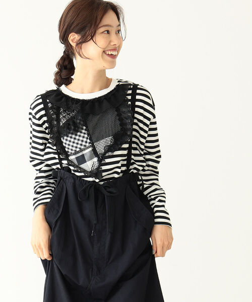 BEAMS BOY（ビームスボーイ）の「TORI-TO × BEAMS BOY / 別注 コラージュ ロングスリーブ Tシャツ（Tシャツ/カットソー・レディース・ホワイト/ブラック・ONE SIZE）」の6枚目の写真